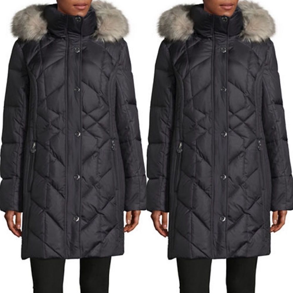 Anne Klein Walker Down Parka-GREY-Medium